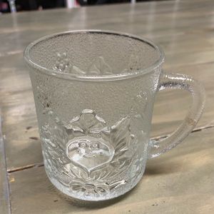 Vintage 1984 Wheaton Cabbage Patch Kid OAA Clear Glass Embossed Design drink mug